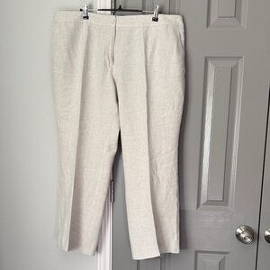 Talbots Women's Plus Size Cream Wide Leg Pants Size 18w